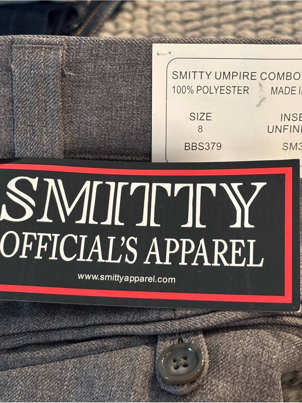 Smitty BBS379 Women’s Umpire Combo Pants Heather Gray Size 8